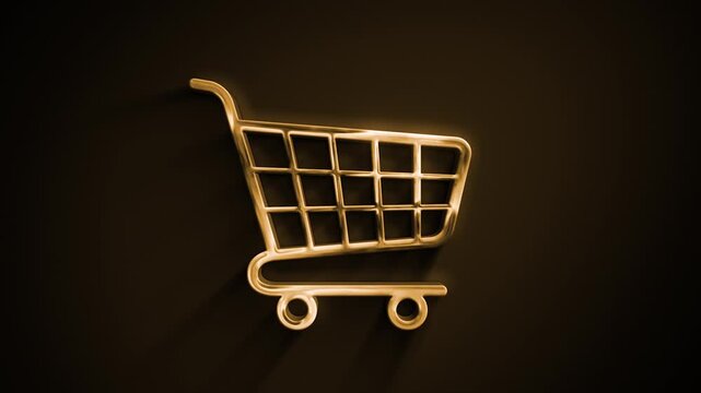 Gold Shopping Cart Checkout Icon Reveal Animation
Animation of a golden buyer basket icon slowly revealing for buying and ordering checkout on shop on the web