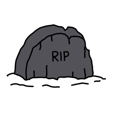 Cracked tombstone with cross rip grave headstone graveyard halloween spooky cartoon illustration vector graphic design element
