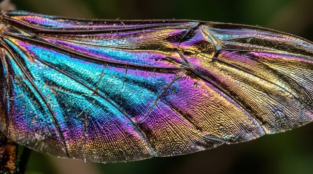 Iridescent beetle wing surface in macro detail