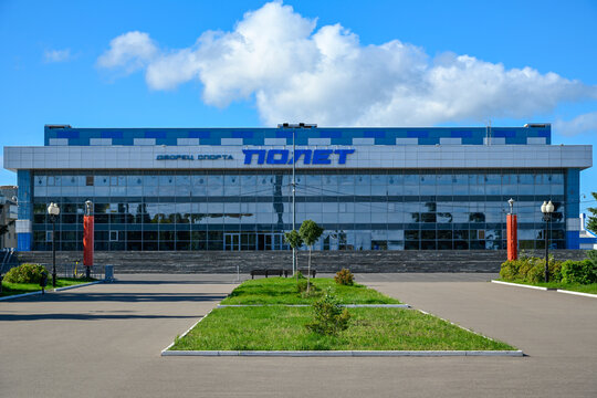 RYBINSK, RUSSIA - SEPTEMBER 15, 2026: "Polet" Sports Palace on Volzhskaya Embankment. Rybinsk, Yaroslavl region