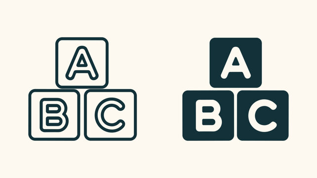 Alphabet toy blocks with letters ABC vector icon.