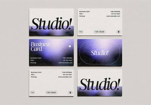 Six Business Cards Grid Mockup