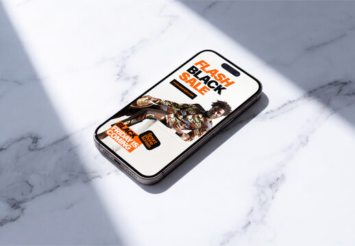 Smartphone on Marble Surface Mockup