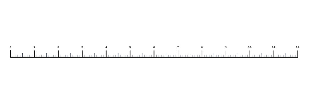 Ruler scale inches, metric measurement tool isolated on transparent background
