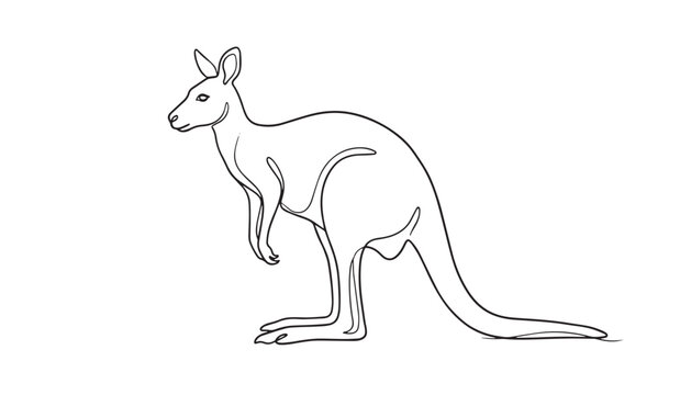 Continuous one single minimal line drawing of a kangaroo