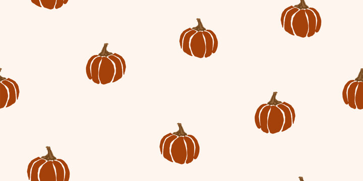 Hand-Drawn Orange Pumpkin Seamless Pattern Background