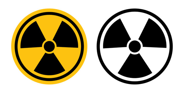 Radiation nuclear hazard symbols for radioactive materials, safety warnings, industrial facilities, laboratories, nuclear energy and hazardous area signage.