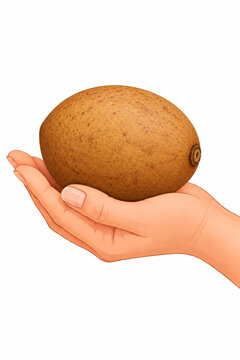Vector illustration of sapodilla fruit in hand