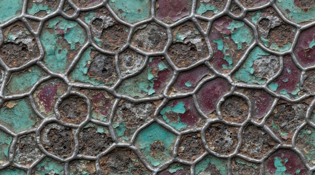 Weathered distressed metal texture with peeling paint