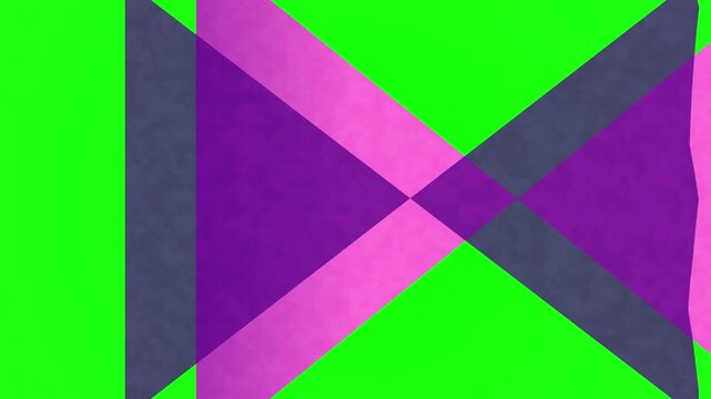 Purple Geometric X Transition, Magenta and Violet Diagonal Shapes, Dark Gray Framing Bars, Bright Green Chroma Key Screen, Bold Graphic Motion Effect