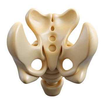 Human pelvic bone anatomical model isolated on white background with pelvis bone