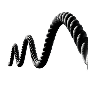 Battle rope segment frozen mid-wave with a clean sinusoidal curve, isolated on a transparent background