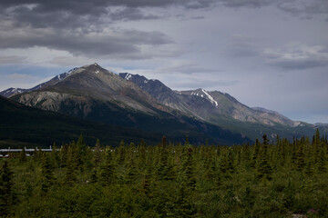 Fototapeta premium Mountains on the Richardson Highway on a summer day in Alaska