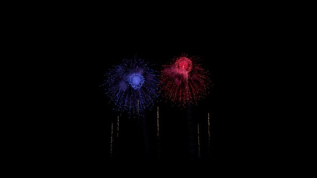 Cuba Flag Color Fireworks Centered 3D Animation
