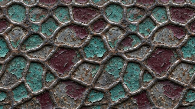 Distressed weathered metal texture with peeling paint
