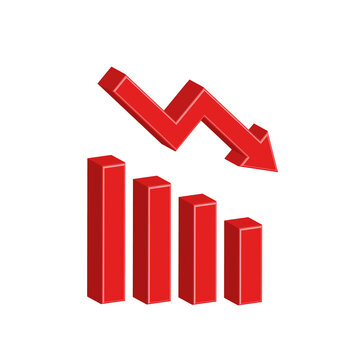 decreasing business graph with red arrow