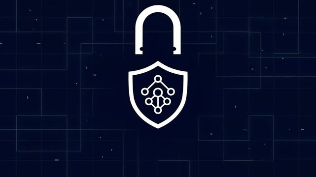Green security padlock unlocking and locking with circuit tech interface nodes