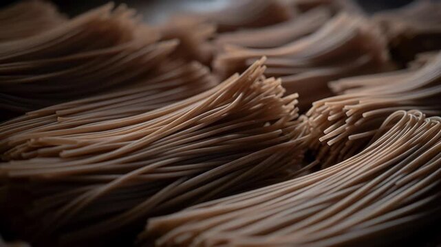 Close-up of Dry Pasta Noodles in a Heap