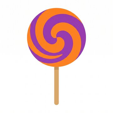 Vibrant orange and purple swirl lollipop vector illustration