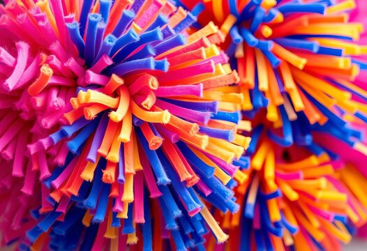 Close-up of vibrant, fluffy cheerleading pom-poms,  accessories,  athletic