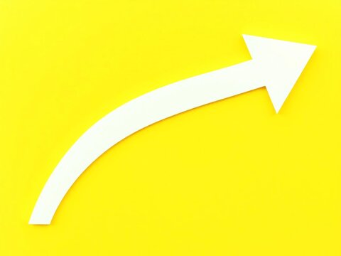 Downward-pointing white arrow cutout on yellow background, white, illustration