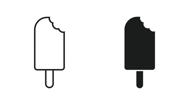 Popsicle icon set in outline and solid style