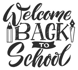 Obraz premium Welcome to school lettering. Autumn kid logo calligraphy