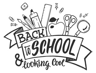 Obraz premium Back to school and looking cool lettering. Kid logo