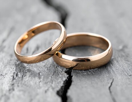 Wedding rings symbolizing marriage breakdown and relationship crisis