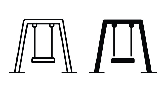Swing set icon in outline and solid style vector illustration