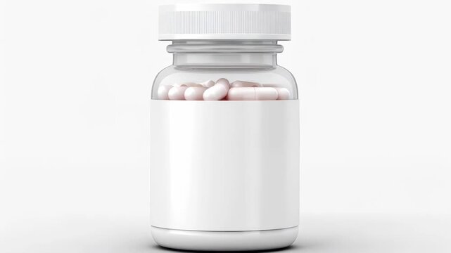 Transparent Plastic Bottle Filled with White Medicine Capsules