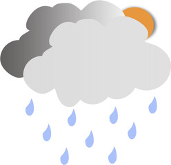 Fototapeta premium Cloud with Raindrops Vector Illustration