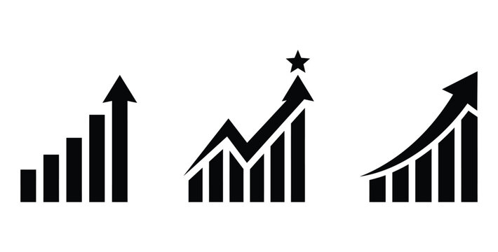 upward growth trend charts with bar and line graphics illustrating business success and progress