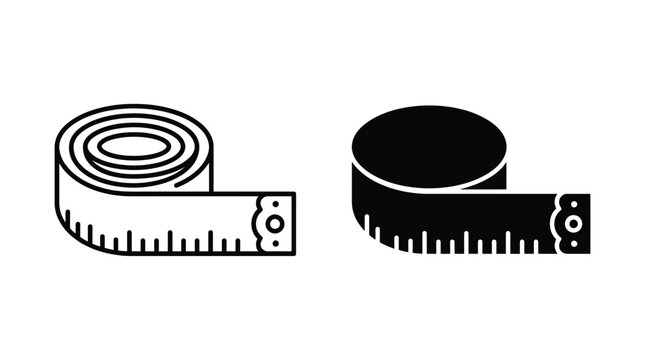 Measuring tape icon in outline and solid style vector illustration