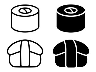 Japanese sushi food icon set with maki and nigiri variations © Shapla
