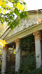 Ornate historic building facade with columns and decorative details © Olha