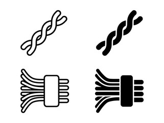 Fototapeta premium Cable bundle and electrical wire twist icon set with connection