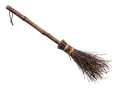  Witch broomstick with wooden handle.

