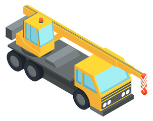 Mobile crane industrial heavy machine isometric icon © ONYXprj
