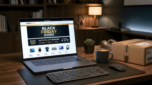 Laptop showing black friday sale online