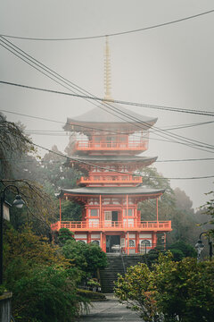 Iconic Three Story Pagoda and Nachi Falls in Kumano Kodo