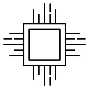 Chip line icon. Computer technology. Electronic symbol
