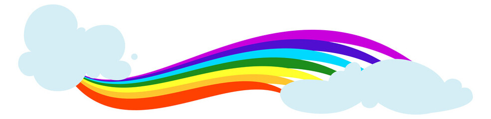 Obraz premium Rainbow curve. Summer miracle symbol. Sky clouds