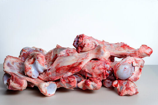 butchered bones on a white background