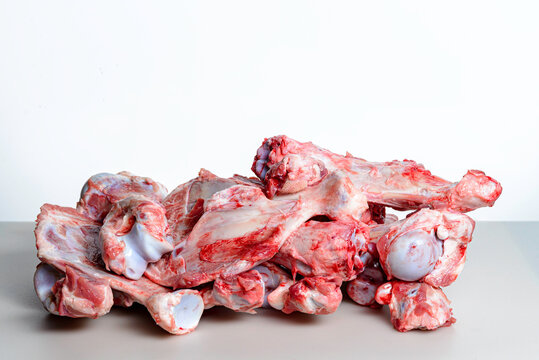butchered bones on a white background