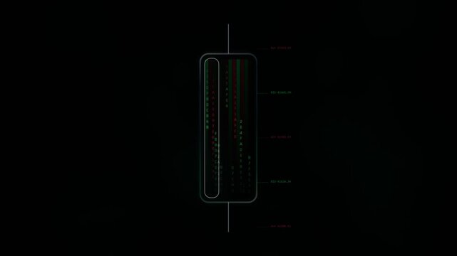 Digital candlestick chart with hexadecimal code