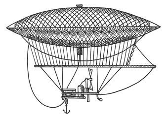 Hand drawn vintage airship. Retro transport sketch © ONYXprj