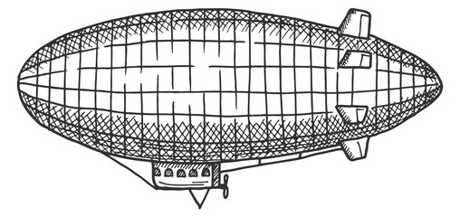Vintage zeppelin engraving. Dirigible sketch. Retro airship © ONYXprj