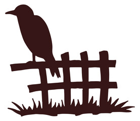 Fototapeta premium Spooky crow sit on spooky fence black silhouette