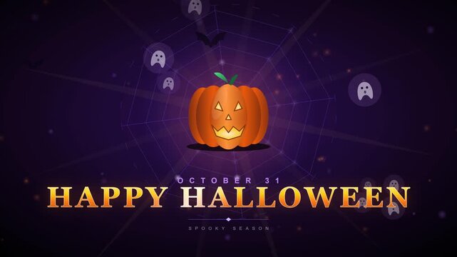 Elegant Symmetrical Halloween Holiday Pumpkin Composition Animation Loop   